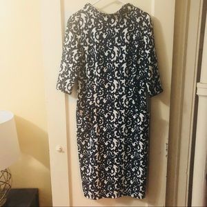 Black + Blue floral design.Great work/party Dress!